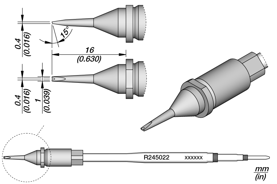 R245022 - Grooved Chisel Cartridge 1 x 0.4